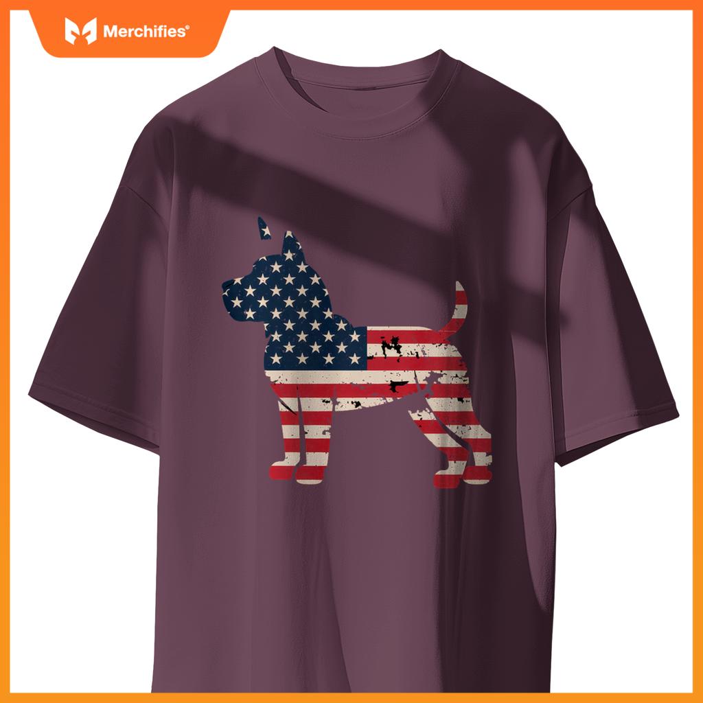 Patriotic Dog Lover USA Flag Design 4th of July American T-Shirt