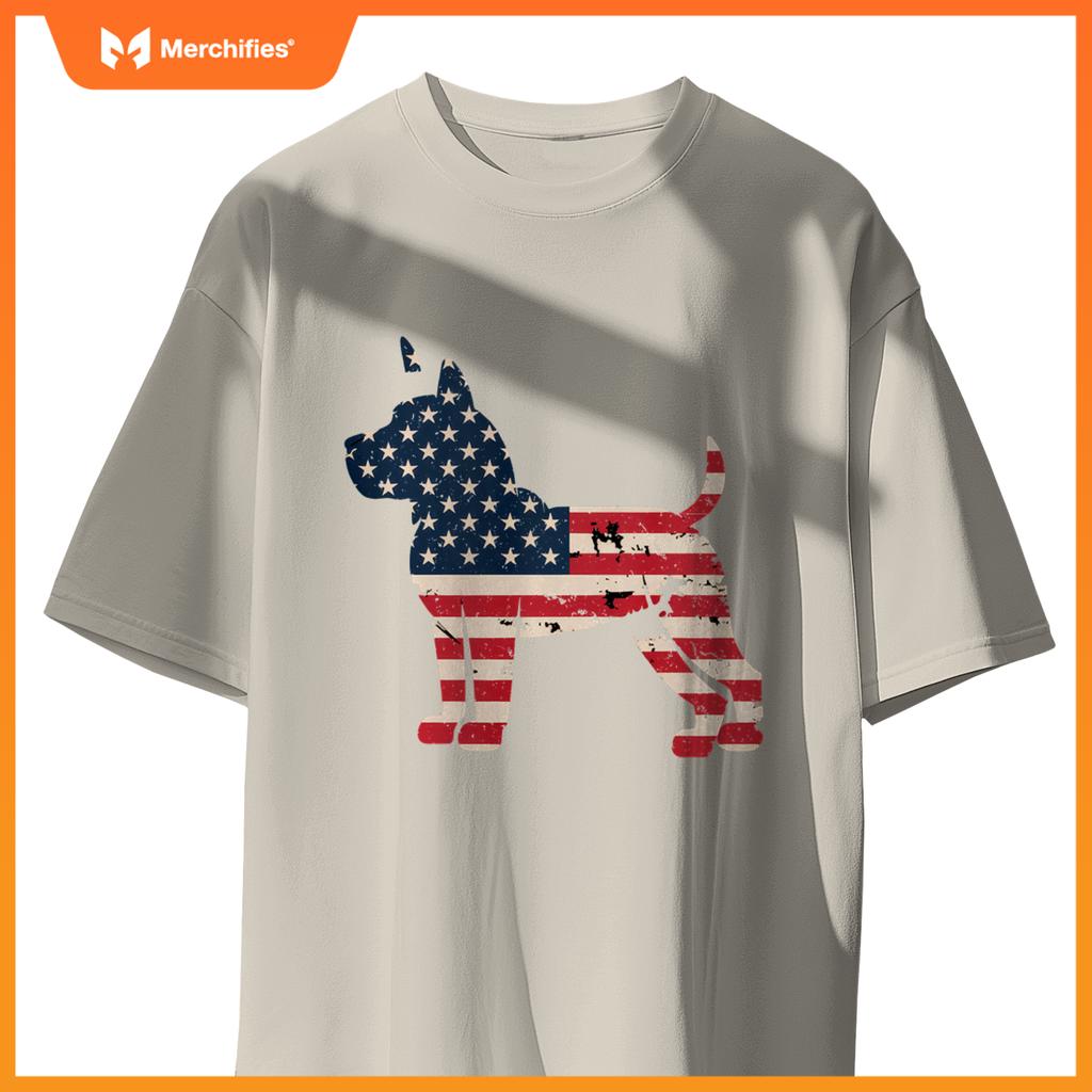 Patriotic Dog Lover USA Flag Design 4th of July American T-Shirt