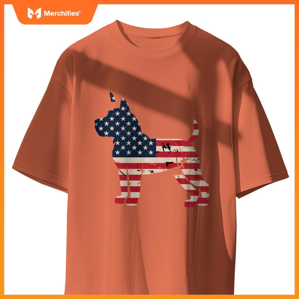 Patriotic Dog Lover USA Flag Design 4th of July American T-Shirt
