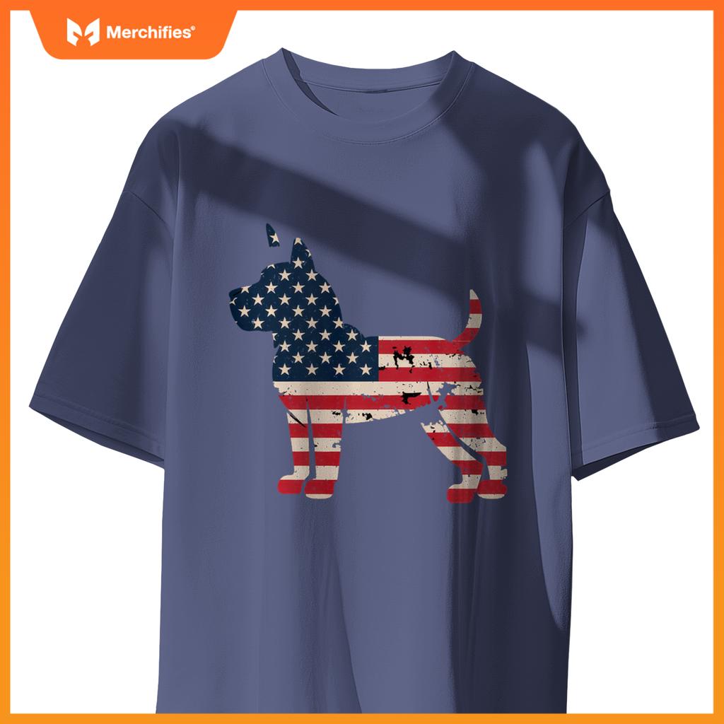 Patriotic Dog Lover USA Flag Design 4th of July American T-Shirt