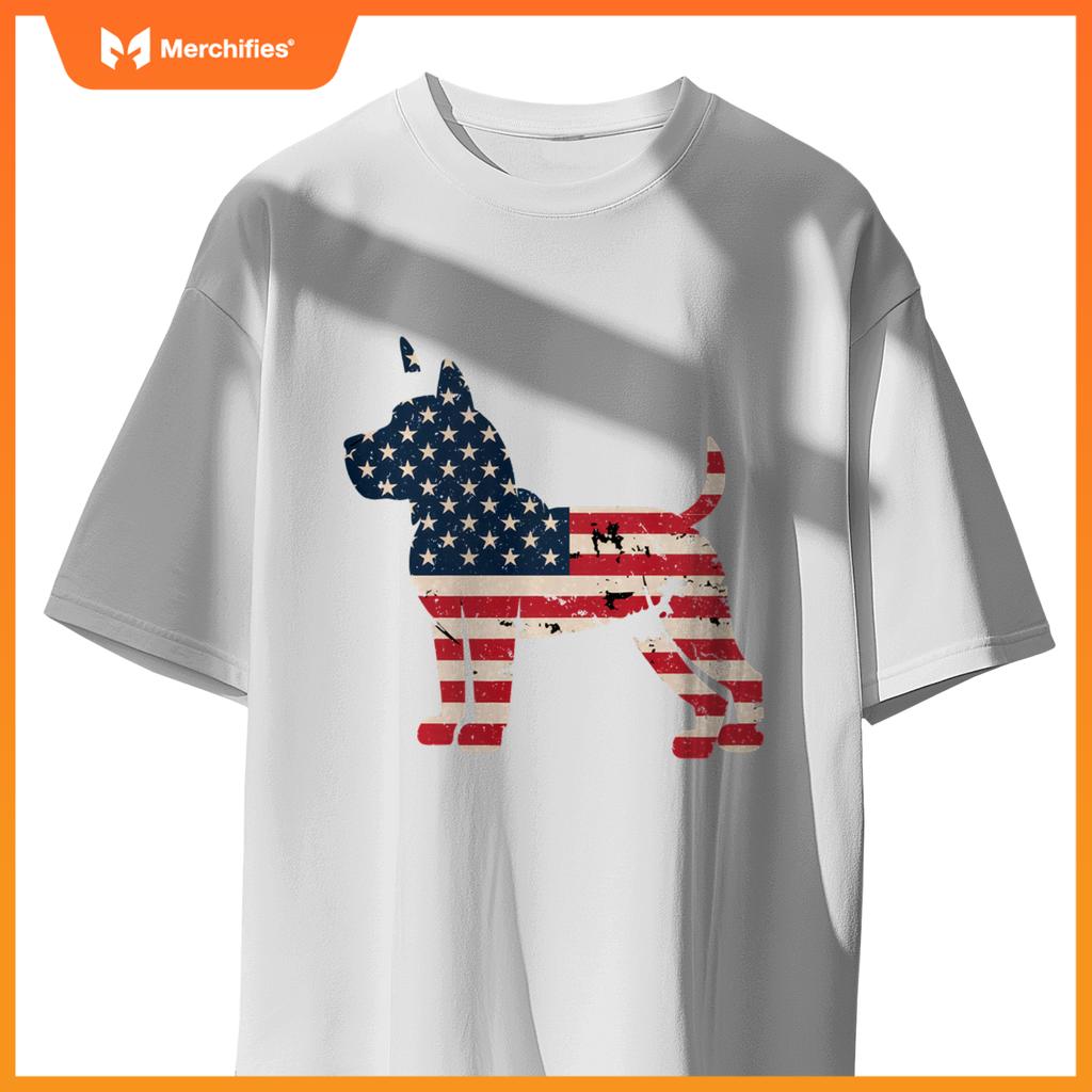 Patriotic Dog Lover USA Flag Design 4th of July American T-Shirt