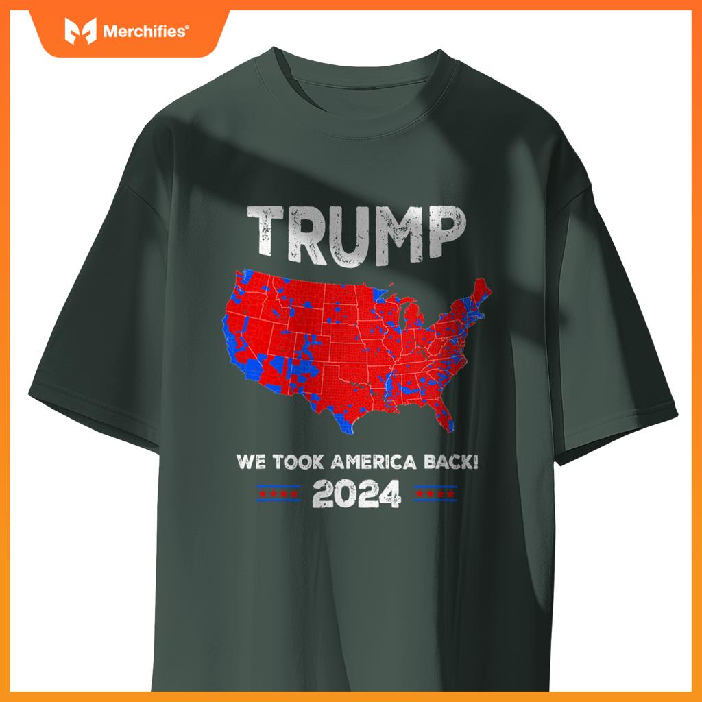 Patriotic Red and Blue Map, Donald Trump, WE WON 2024 Trump T-Shirt