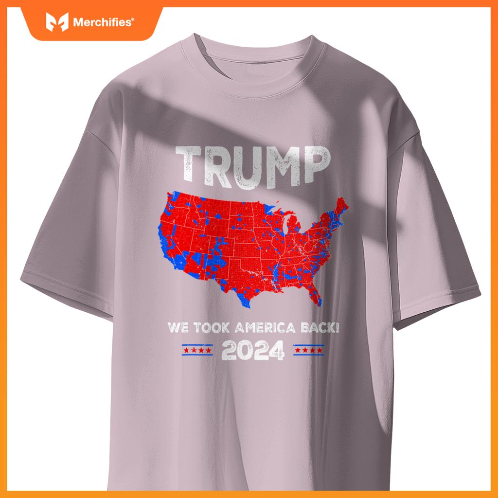Patriotic Red and Blue Map, Donald Trump, WE WON 2024 Trump T-Shirt