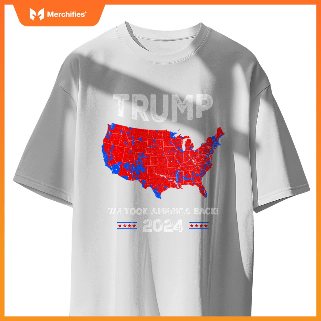Patriotic Red and Blue Map, Donald Trump, WE WON 2024 Trump T-Shirt