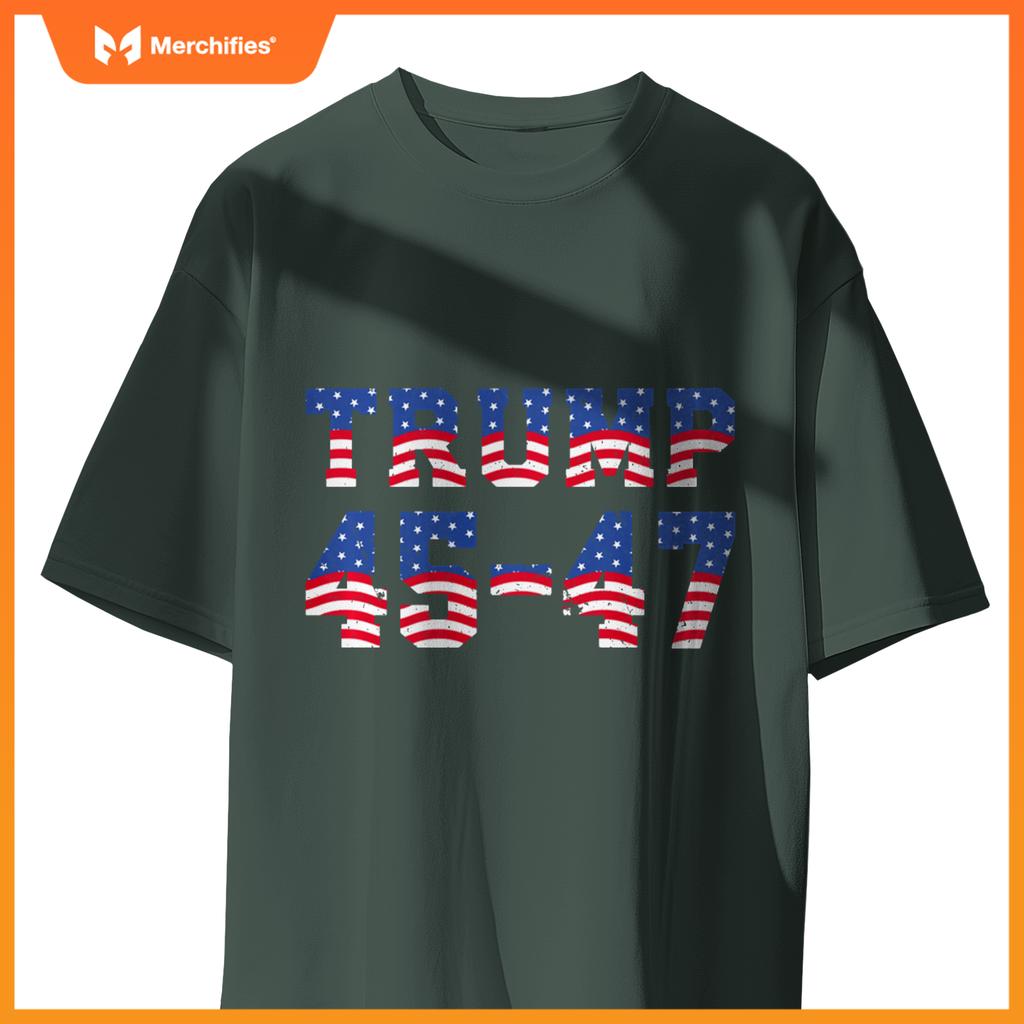 Patriotic Trump 2024 - President 45 And 47 - Distressed T-Shirt