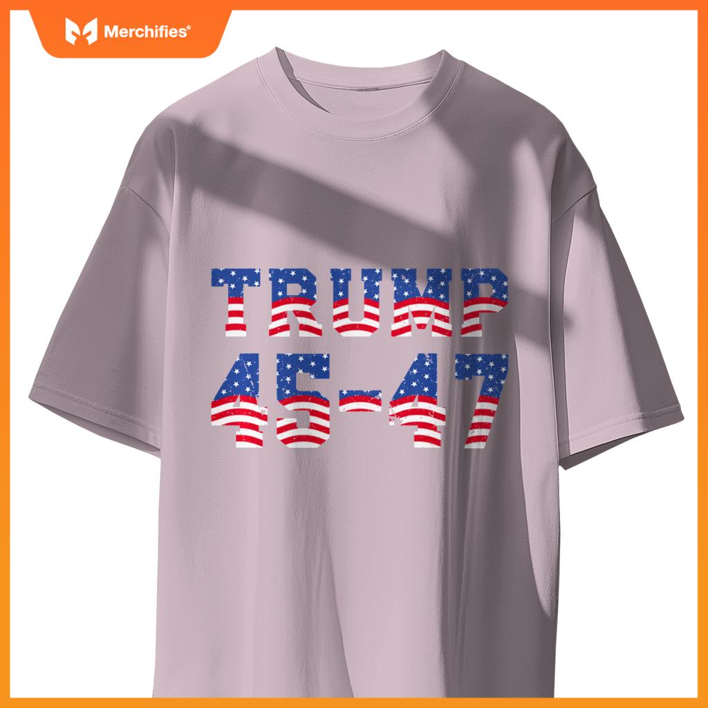 Patriotic Trump 2024 - President 45 And 47 - Distressed T-Shirt