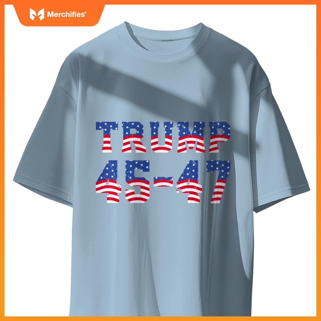 Patriotic Trump 2024 - President 45 And 47 - Distressed T-Shirt