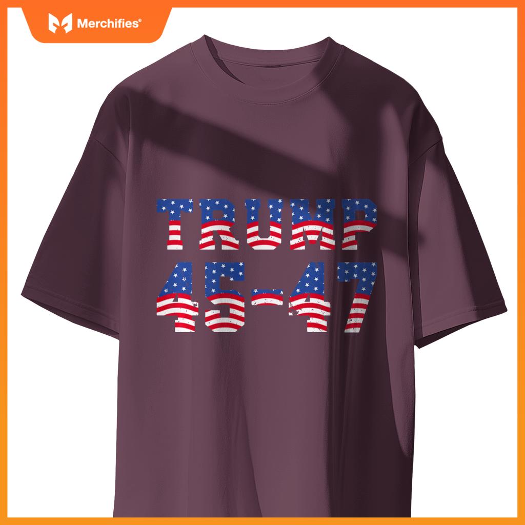 Patriotic Trump 2024 - President 45 And 47 - Distressed T-Shirt