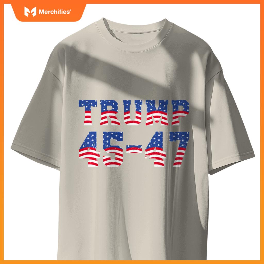 Patriotic Trump 2024 - President 45 And 47 - Distressed T-Shirt