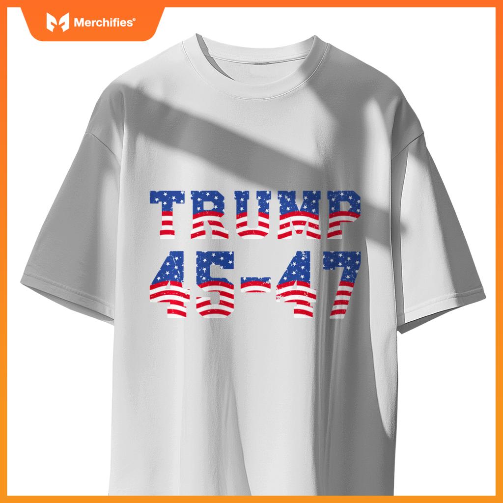 Patriotic Trump 2024 - President 45 And 47 - Distressed T-Shirt