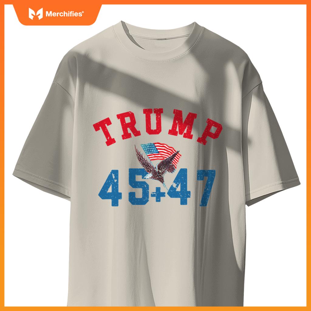 Patriotic Trump 45 and 47 Victory Winner Won Patriotic Flag T-Shirt