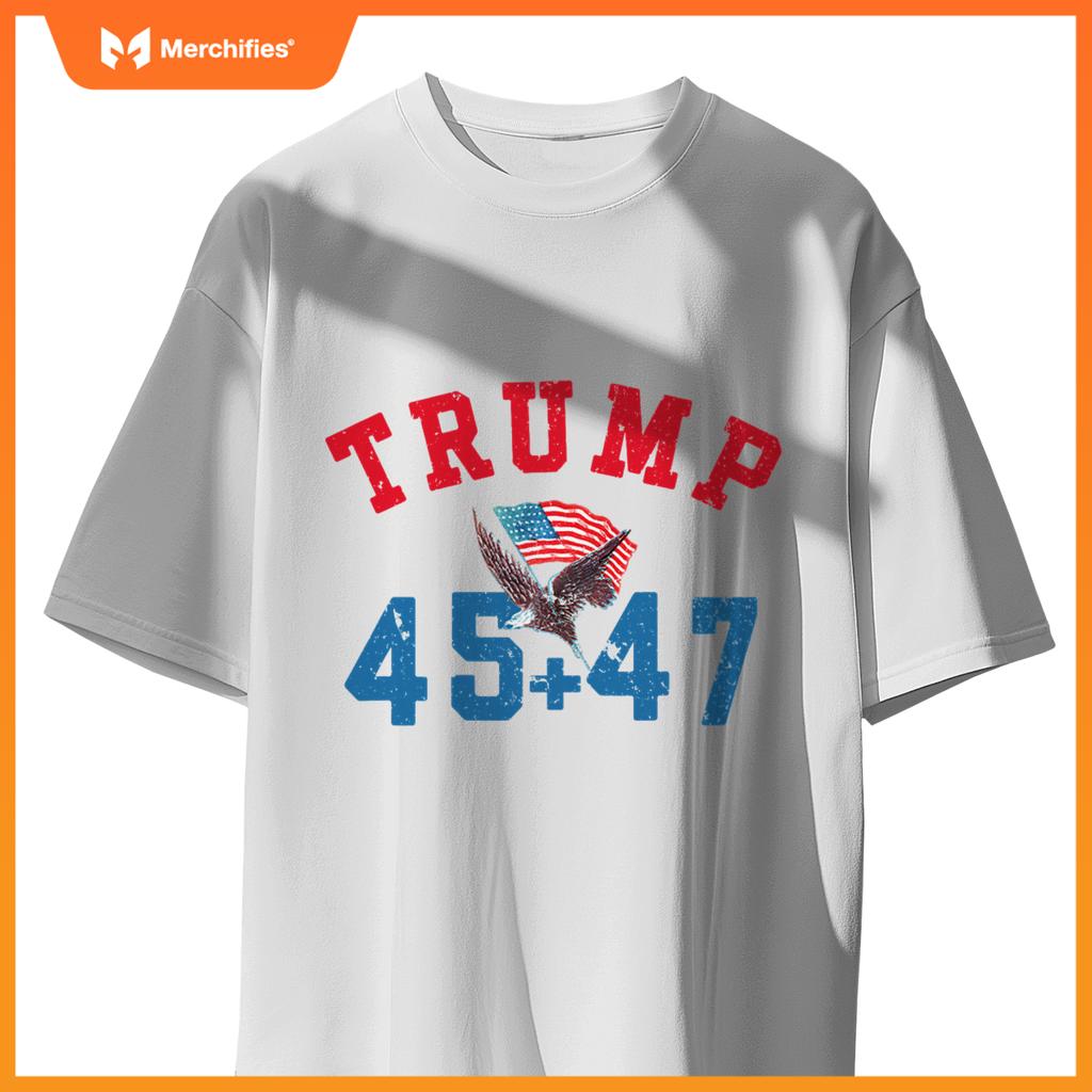 Patriotic Trump 45 and 47 Victory Winner Won Patriotic Flag T-Shirt