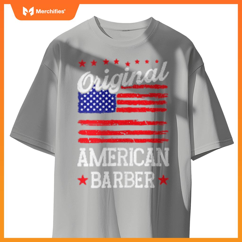 Patriotic US Flag American Barber T-Shirt