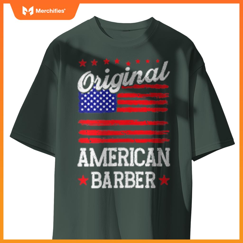 Patriotic US Flag American Barber T-Shirt