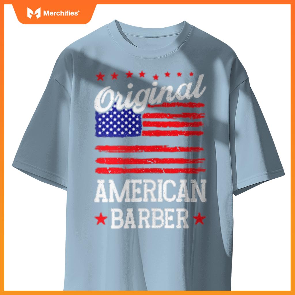 Patriotic US Flag American Barber T-Shirt