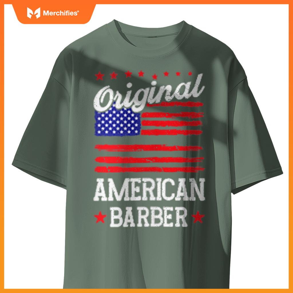 Patriotic US Flag American Barber T-Shirt
