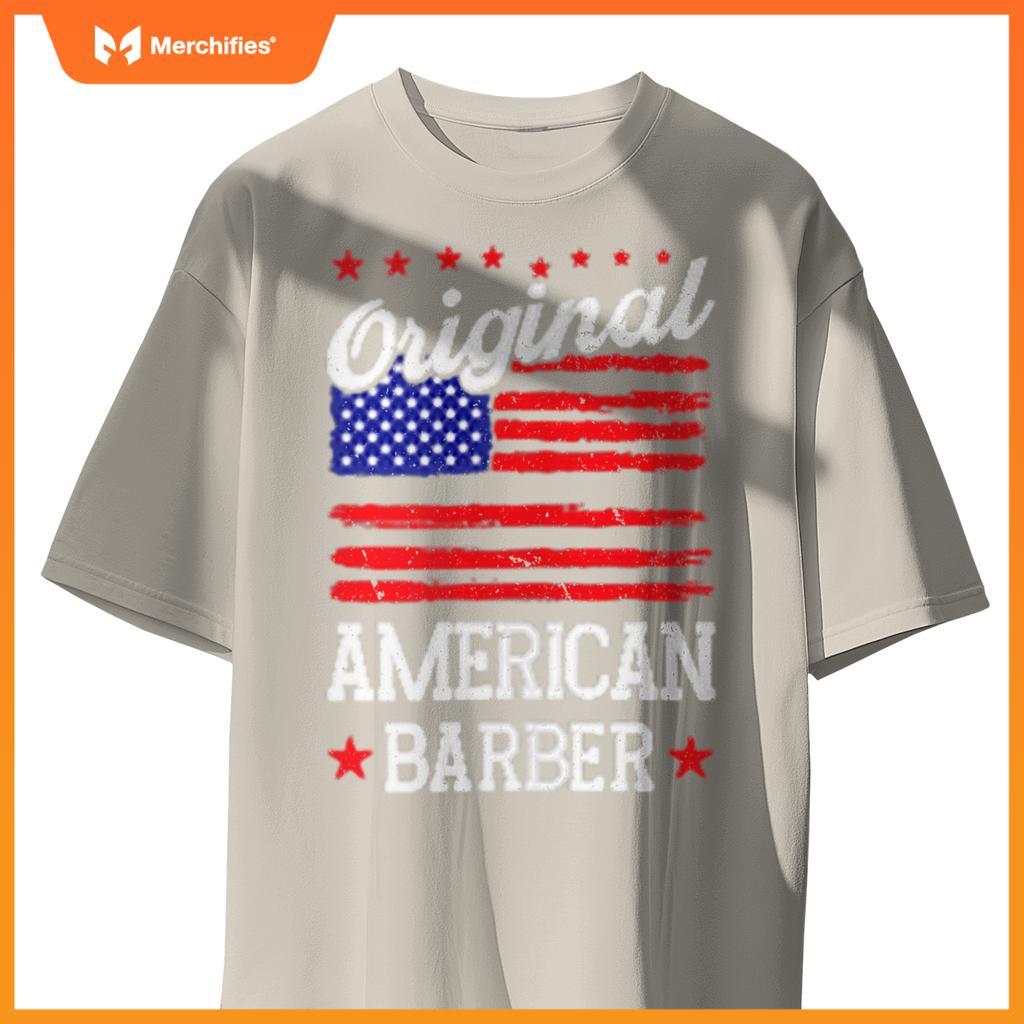 Patriotic US Flag American Barber T-Shirt