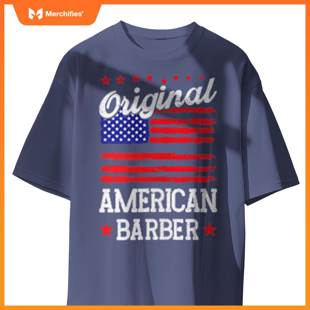Patriotic US Flag American Barber T-Shirt