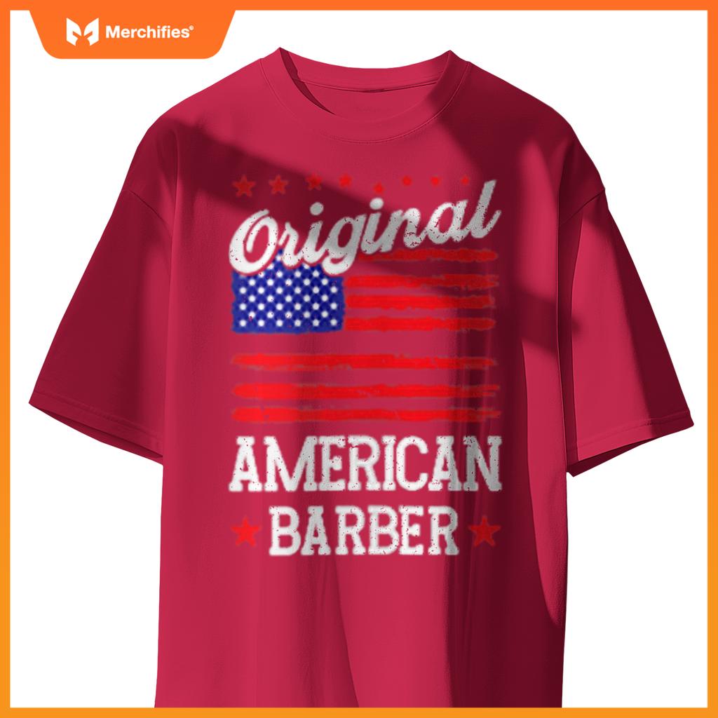 Patriotic US Flag American Barber T-Shirt