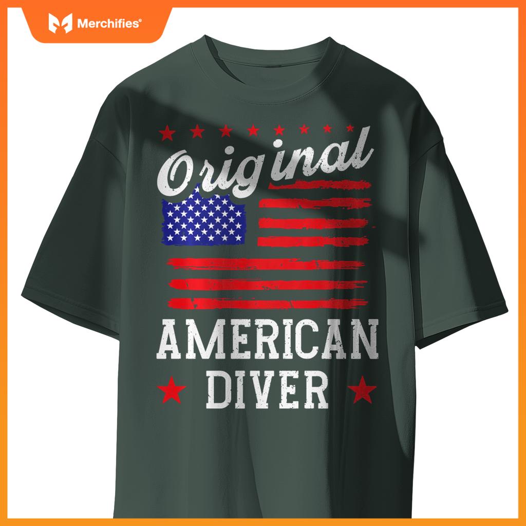 Patriotic US Flag American Diver T-Shirt