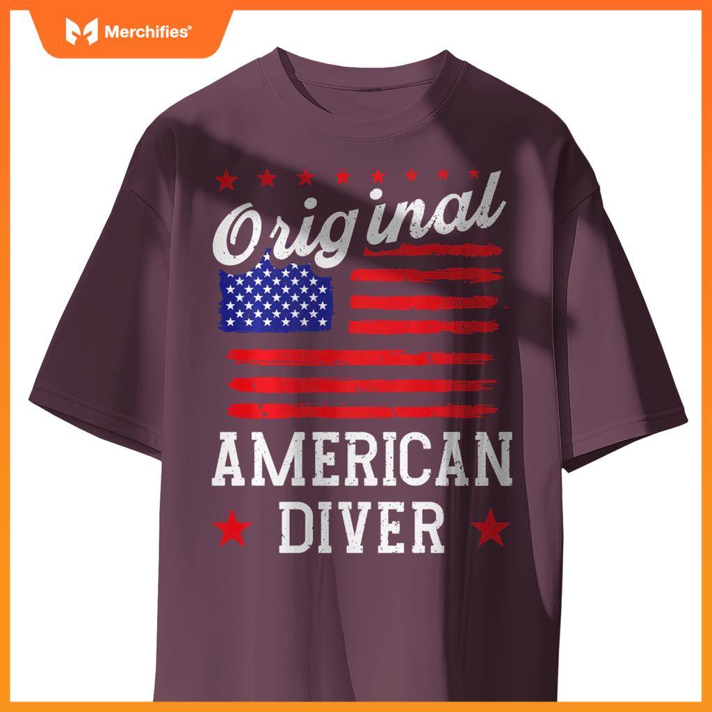 Patriotic US Flag American Diver T-Shirt