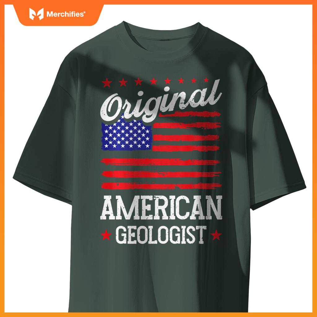 Patriotic US Flag American Geologist T-Shirt