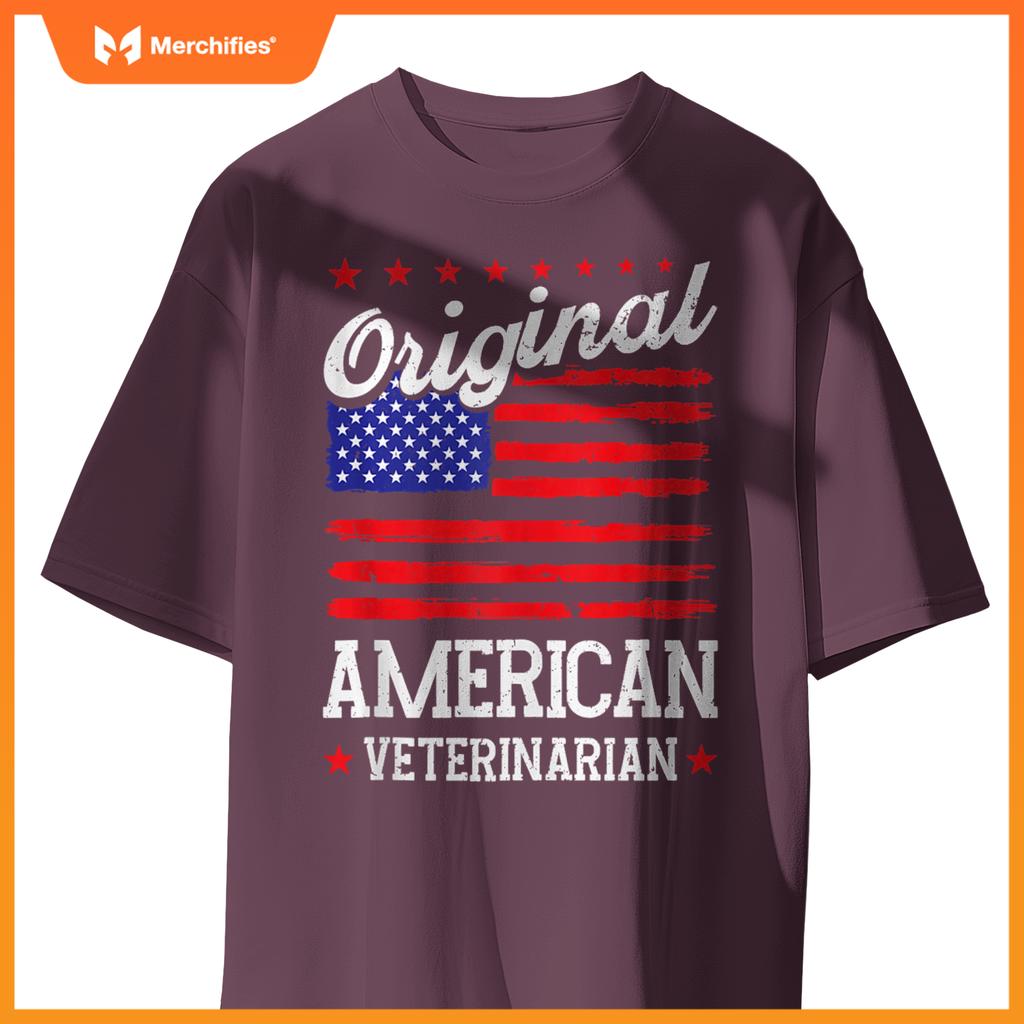 Patriotic US Flag American Veterinarian T-Shirt