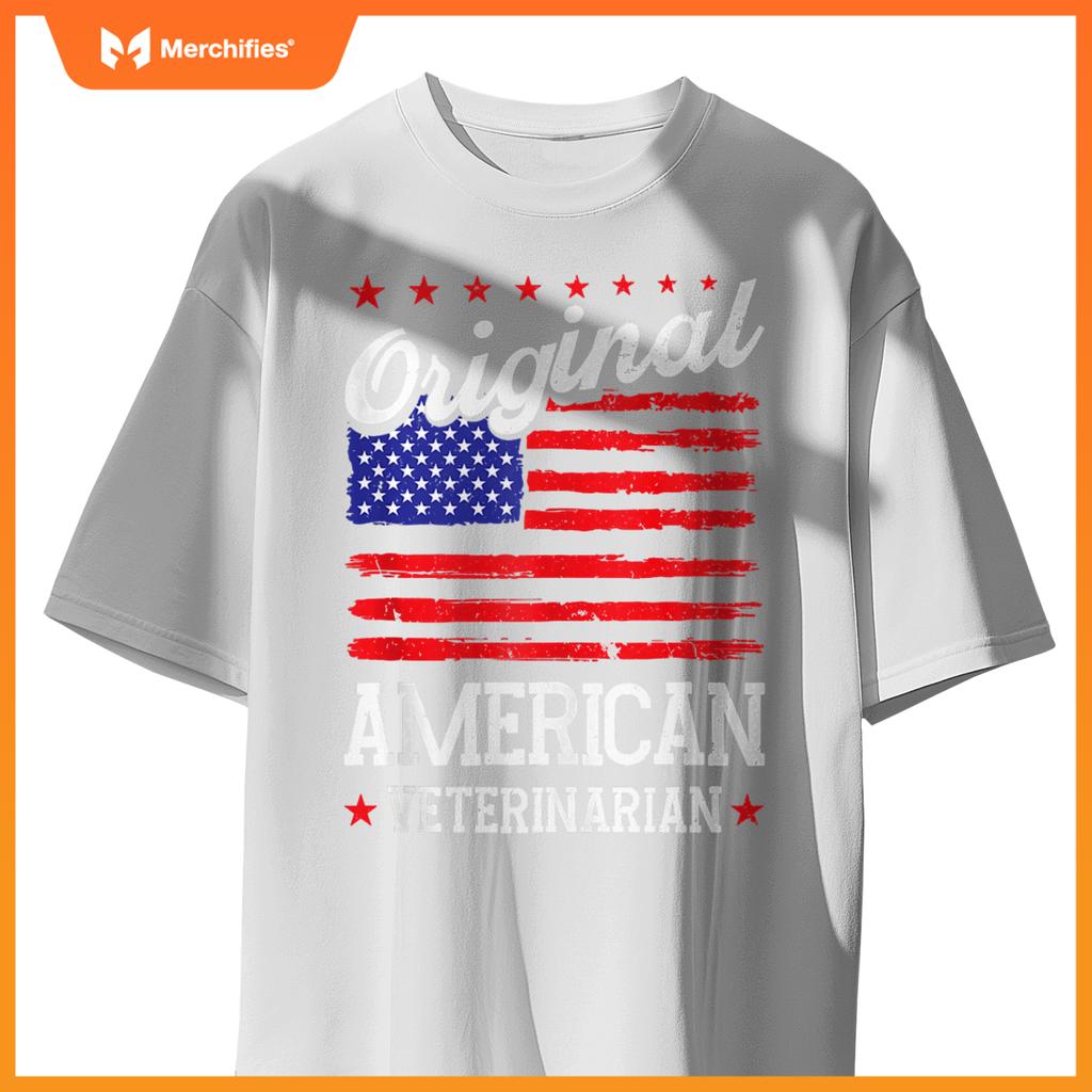 Patriotic US Flag American Veterinarian T-Shirt