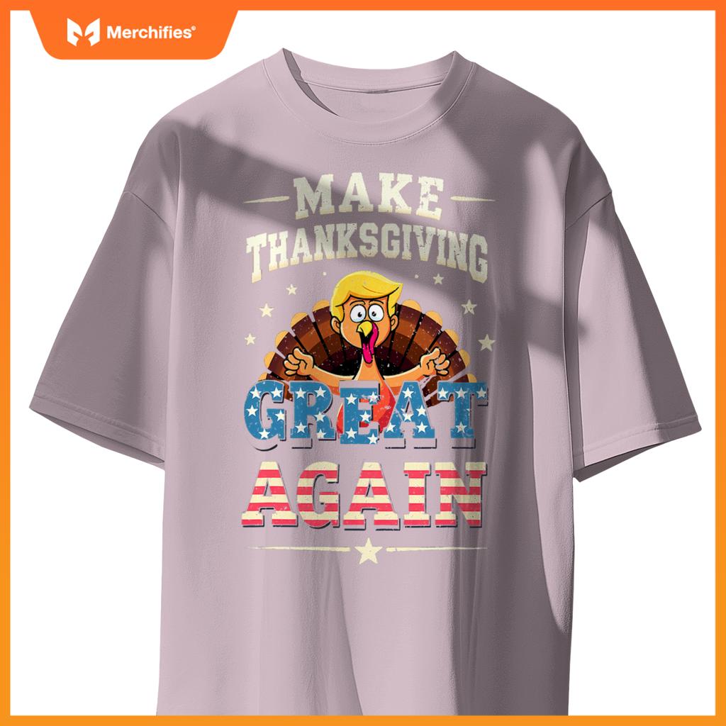 Patriotic US Flag Trump Turkey Make Thanksgiving Great Again T-Shirt