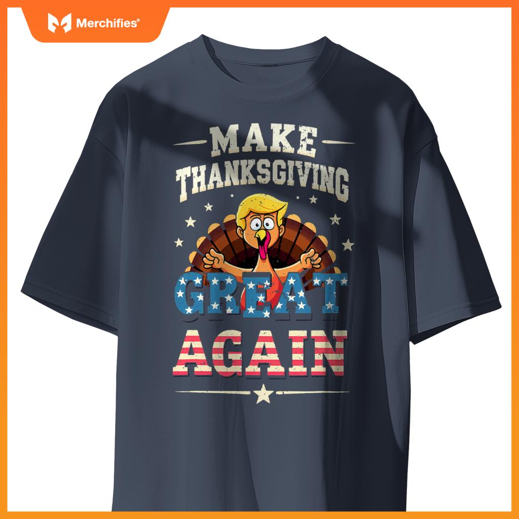 Patriotic US Flag Trump Turkey Make Thanksgiving Great Again T-Shirt