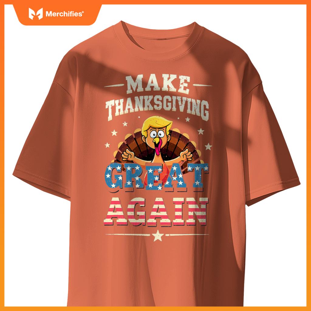 Patriotic US Flag Trump Turkey Make Thanksgiving Great Again T-Shirt