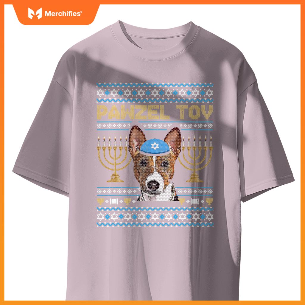 Pawzel Tov Jewish Basenji Dog Funny Hanukkah T-Shirt