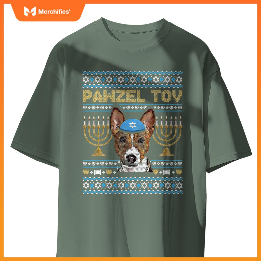 Pawzel Tov Jewish Basenji Dog Funny Hanukkah T-Shirt