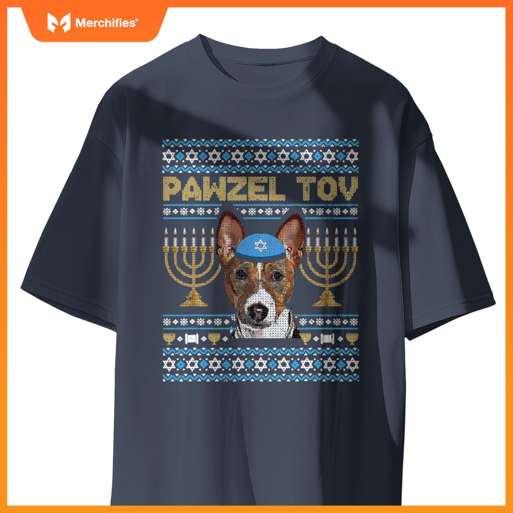 Pawzel Tov Jewish Basenji Dog Funny Hanukkah T-Shirt