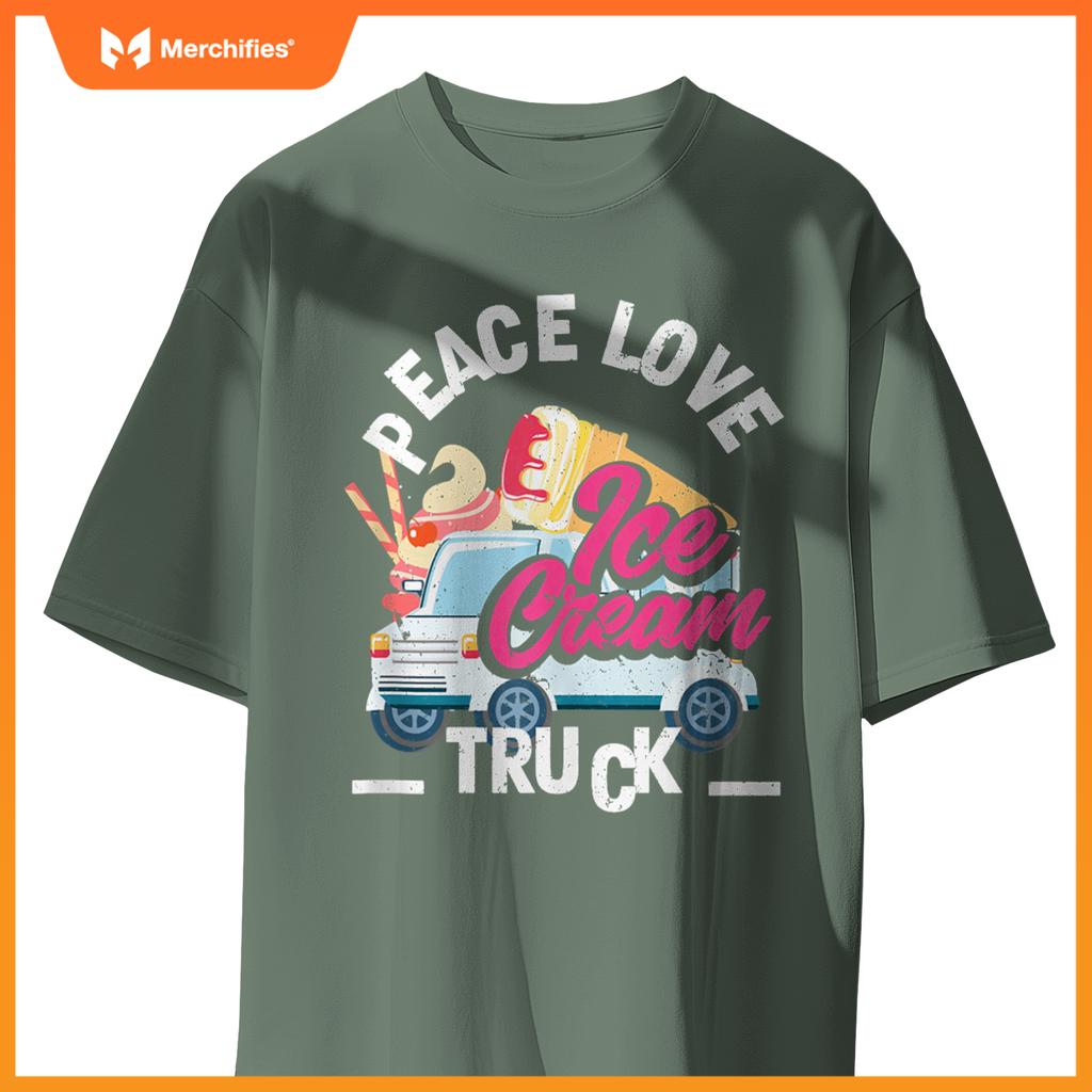 Peace Love Ice Cream Truck Ice Cream Lover T-Shirt