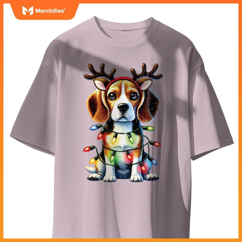 Pet Animal Lovers Xmas Beagle Dogs Reindeer Christmas Tree T-Shirt