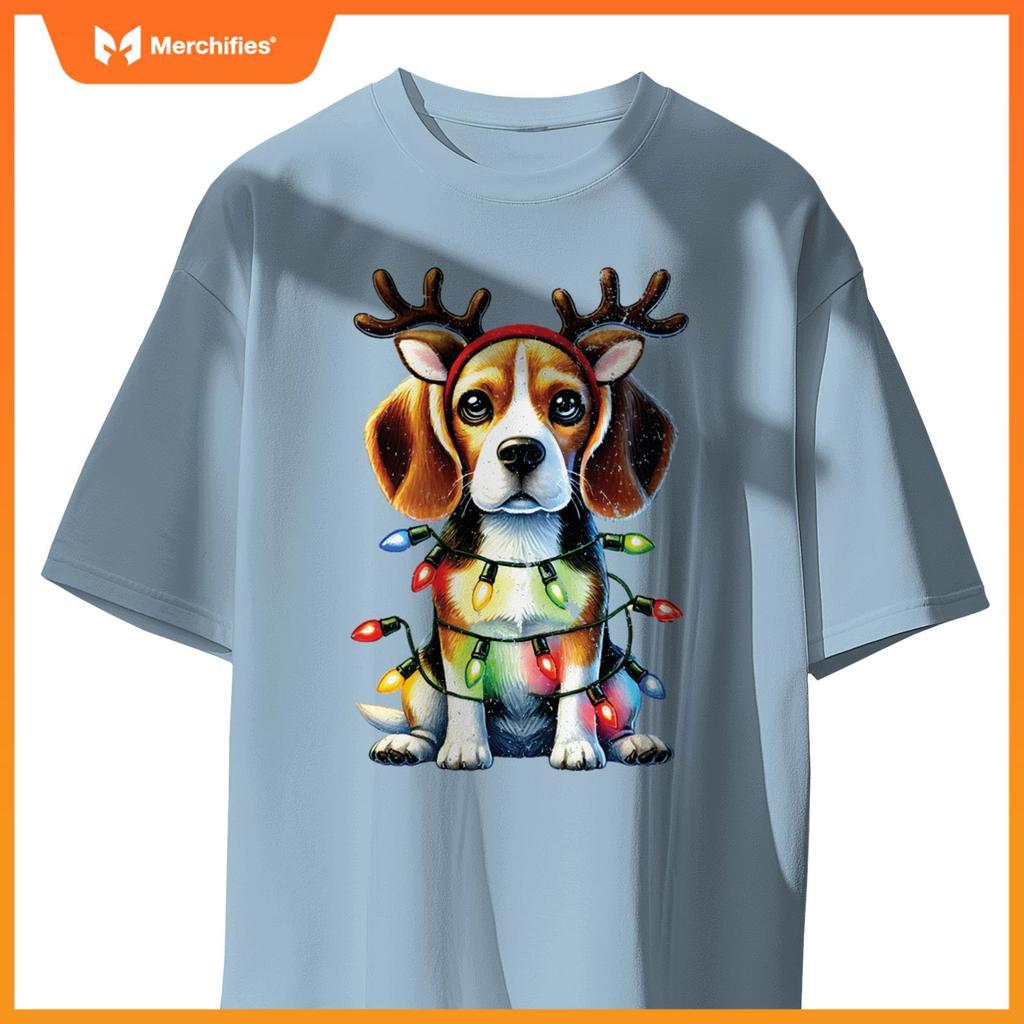 Pet Animal Lovers Xmas Beagle Dogs Reindeer Christmas Tree T-Shirt