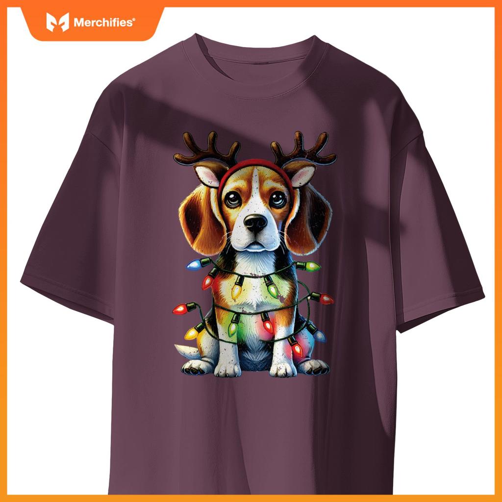 Pet Animal Lovers Xmas Beagle Dogs Reindeer Christmas Tree T-Shirt
