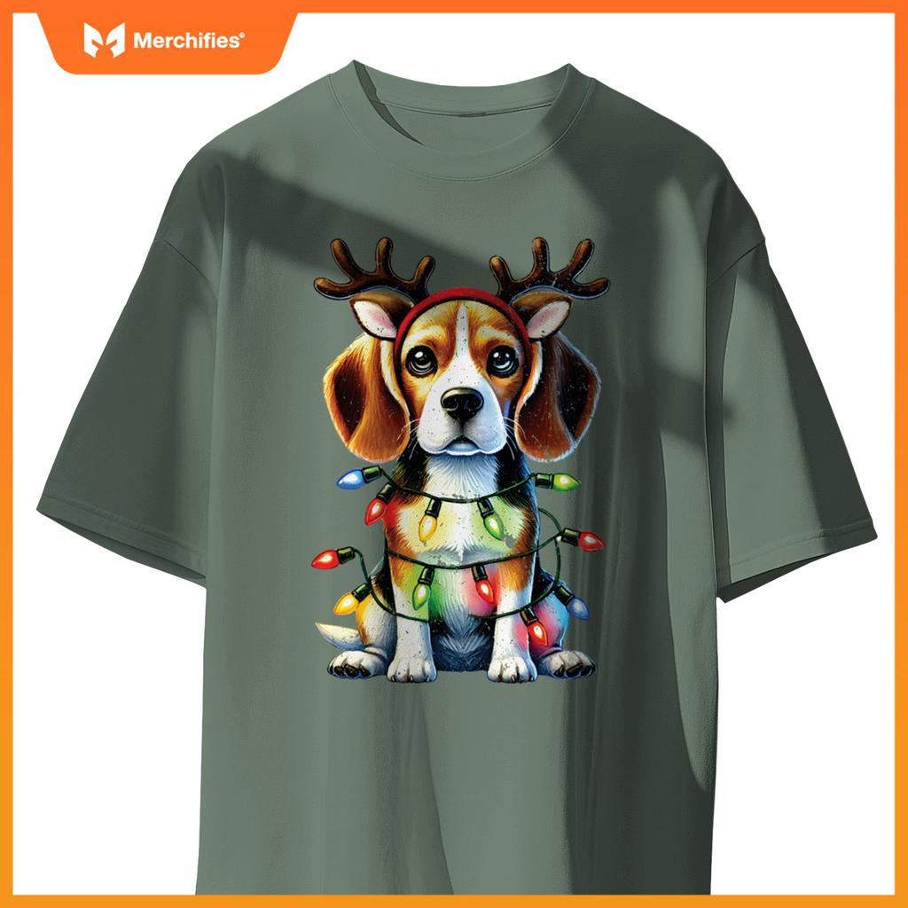 Pet Animal Lovers Xmas Beagle Dogs Reindeer Christmas Tree T-Shirt