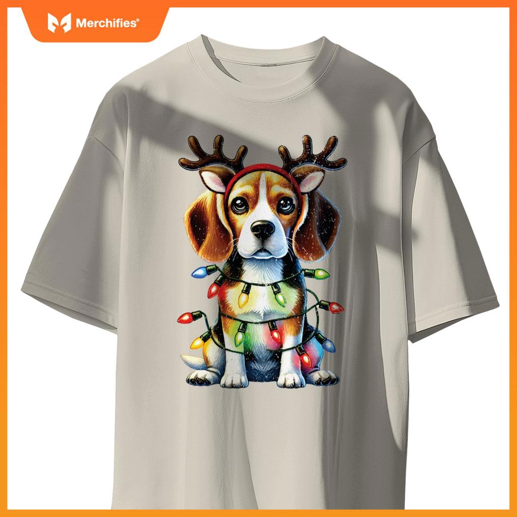 Pet Animal Lovers Xmas Beagle Dogs Reindeer Christmas Tree T-Shirt