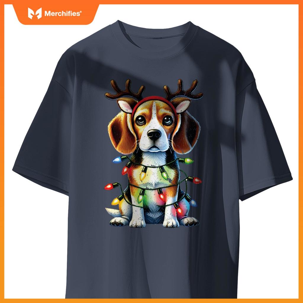 Pet Animal Lovers Xmas Beagle Dogs Reindeer Christmas Tree T-Shirt