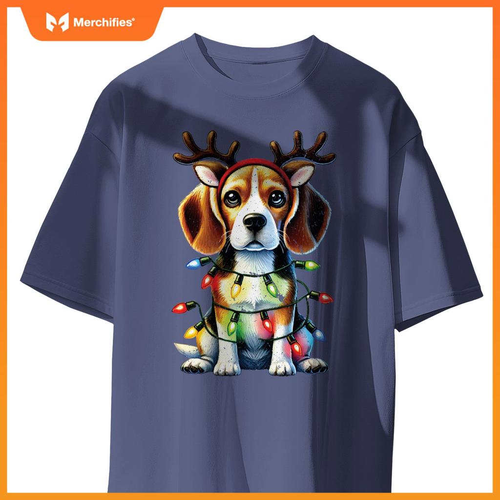Pet Animal Lovers Xmas Beagle Dogs Reindeer Christmas Tree T-Shirt