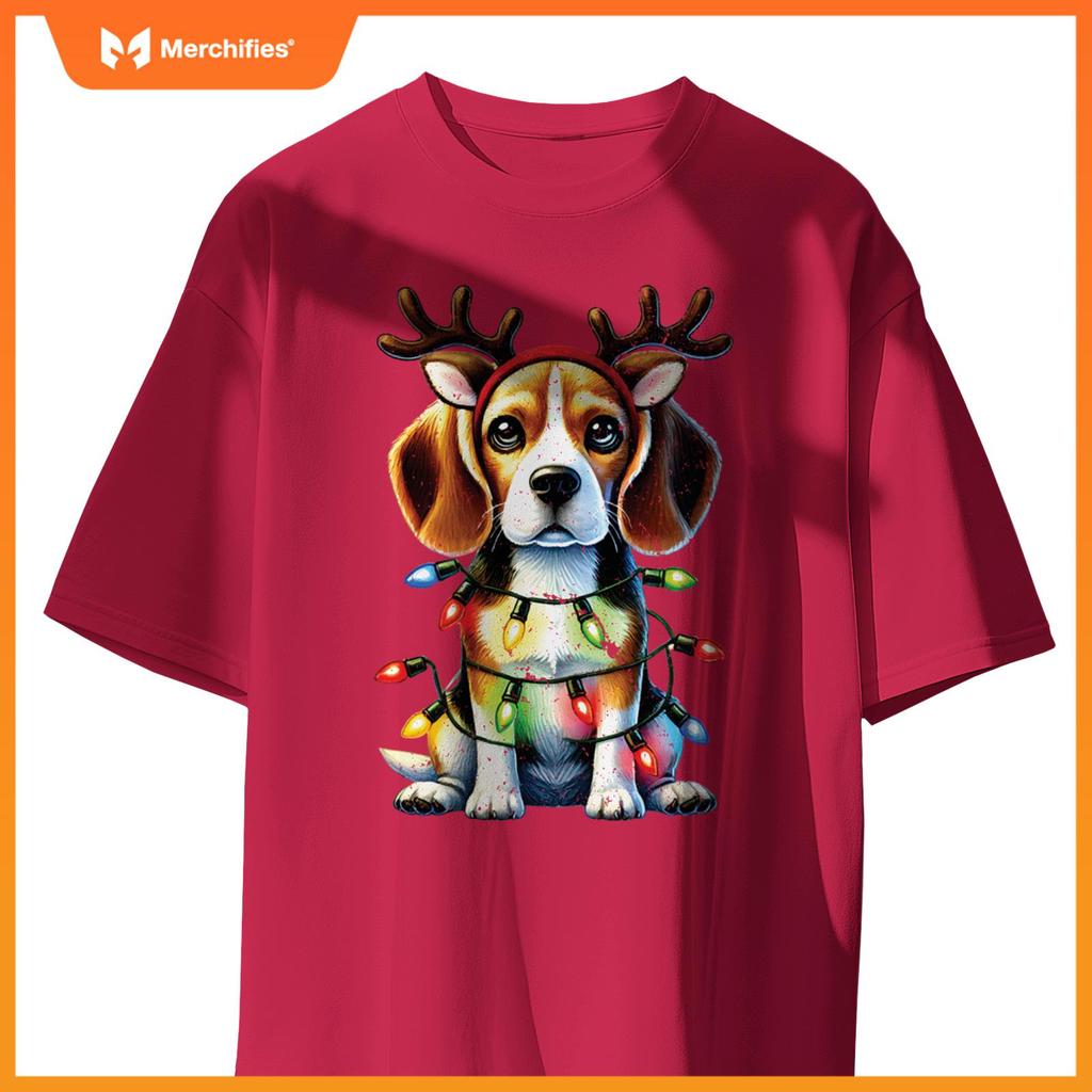 Pet Animal Lovers Xmas Beagle Dogs Reindeer Christmas Tree T-Shirt