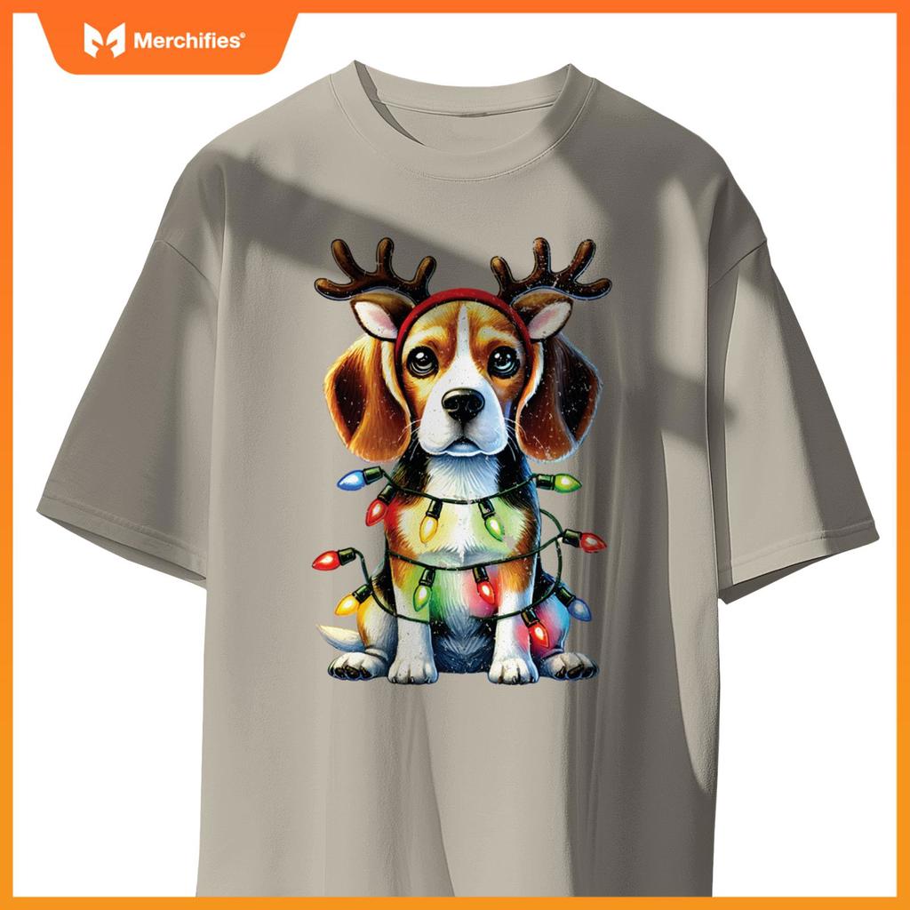 Pet Animal Lovers Xmas Beagle Dogs Reindeer Christmas Tree T-Shirt