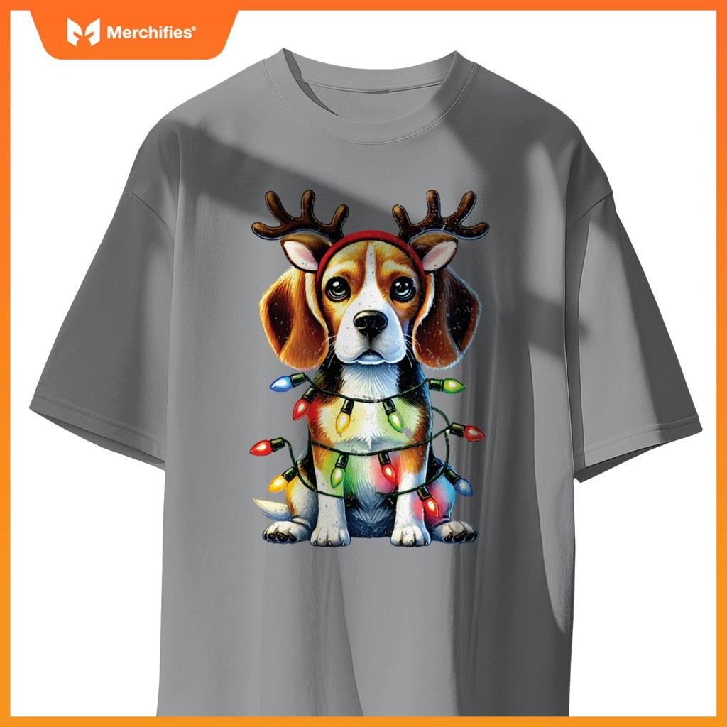 Pet Animal Lovers Xmas Beagle Dogs Reindeer Christmas Tree T-Shirt