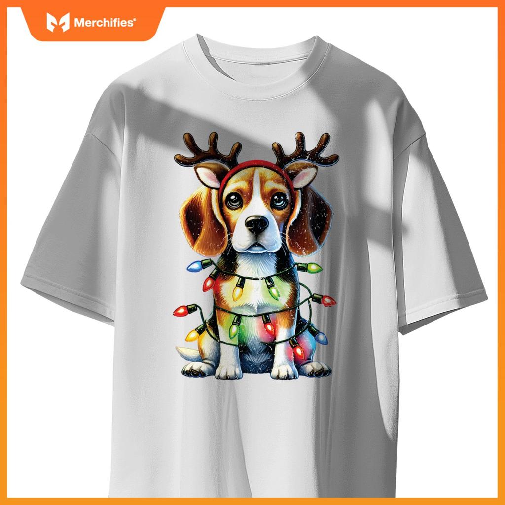 Pet Animal Lovers Xmas Beagle Dogs Reindeer Christmas Tree T-Shirt