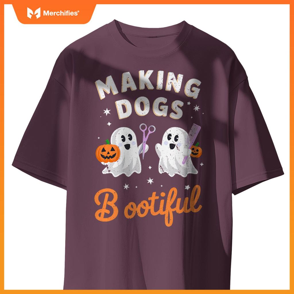 Pet Groomer Funny Halloween Making Dogs Bootiful T-Shirt
