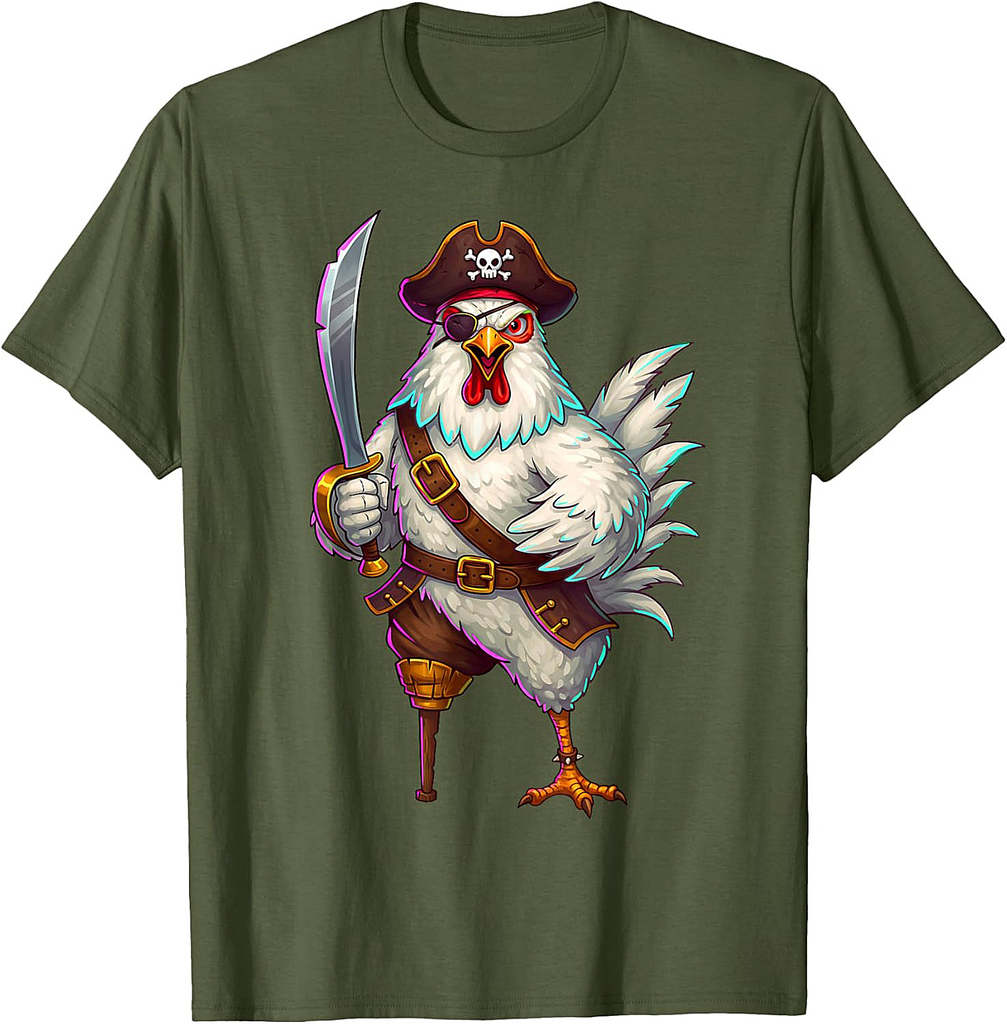Pirate Chicken Halloween Funny Halloween Men Women Kids T-Shirt