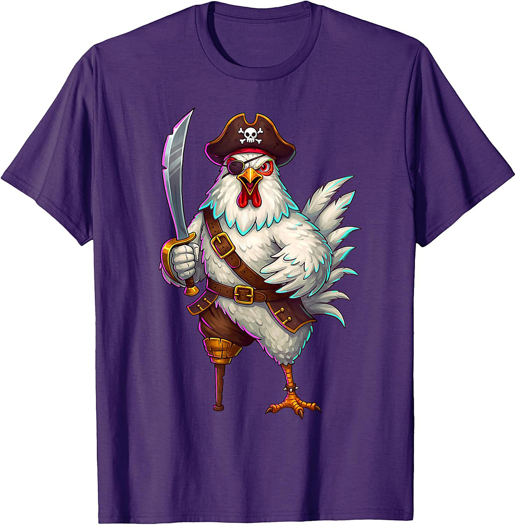 Pirate Chicken Halloween Funny Halloween Men Women Kids T-Shirt