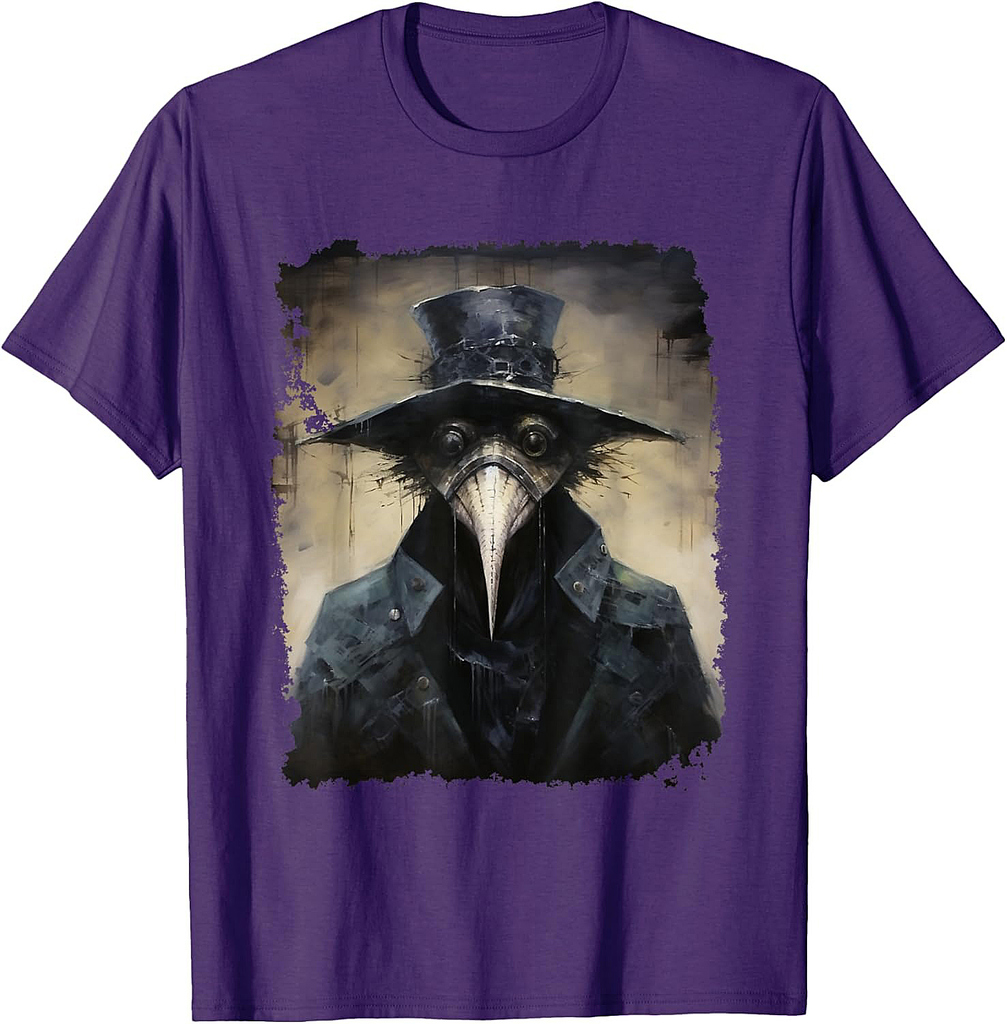 Plague Doctor T-Shirt - Black, Small - Horror Halloween Graphic Design Unisex-Adult, Unisex-Kids - Cotton Blend - T-Shirt - Halloween